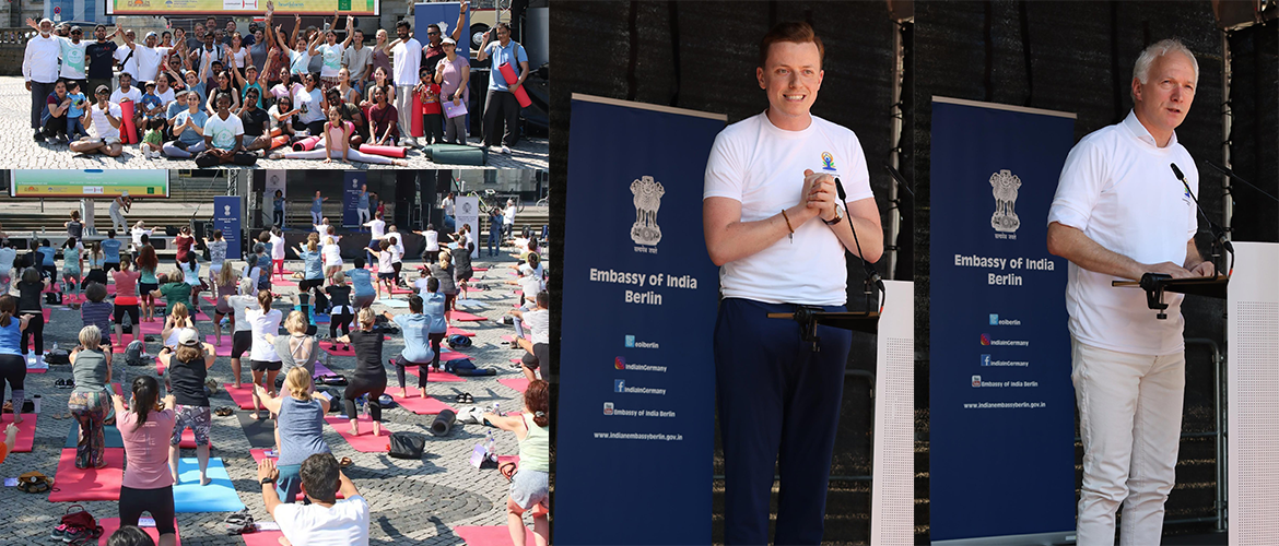  International Day of Yoga 2023 celebrations in Hannover, Germany.