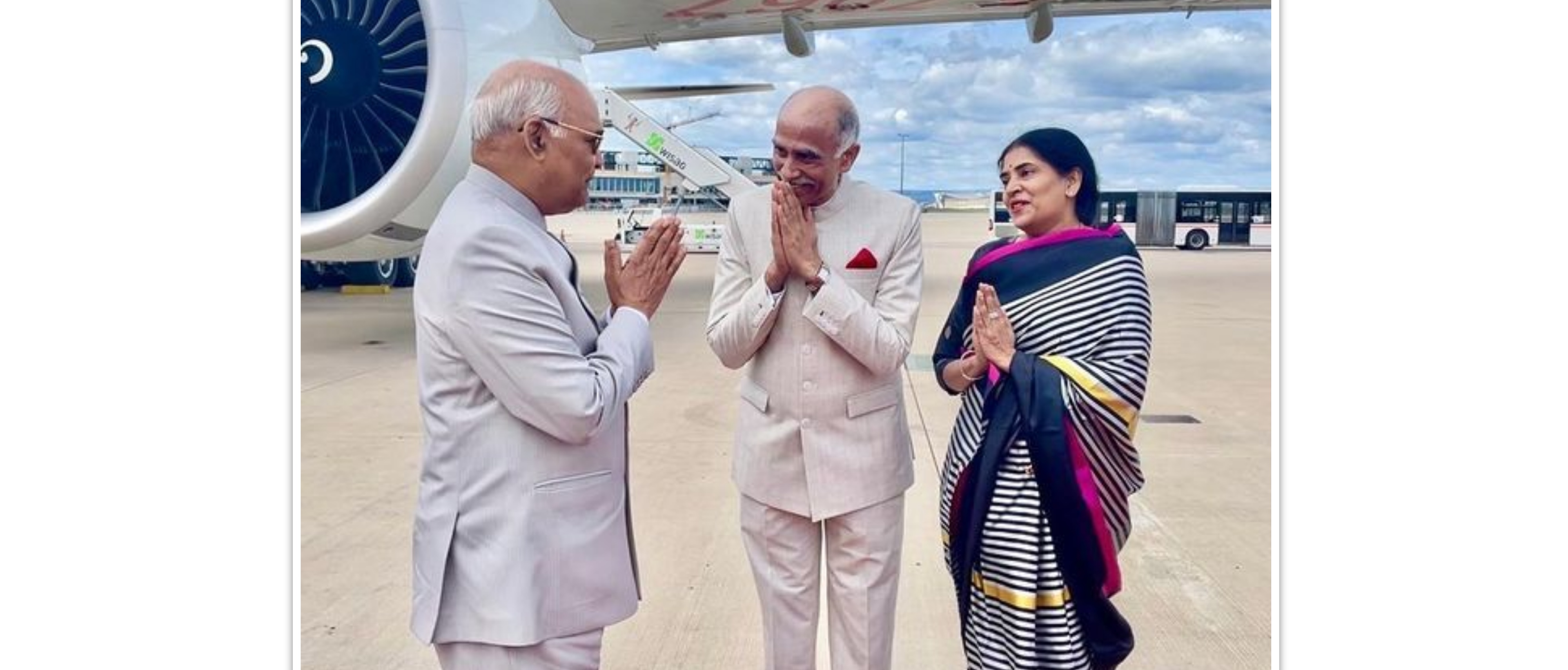  Ambassador P. Harish welcomes the Hon'ble President Shri Ram Nath Kovind and the First Lady Smt, Savita Kovind 
