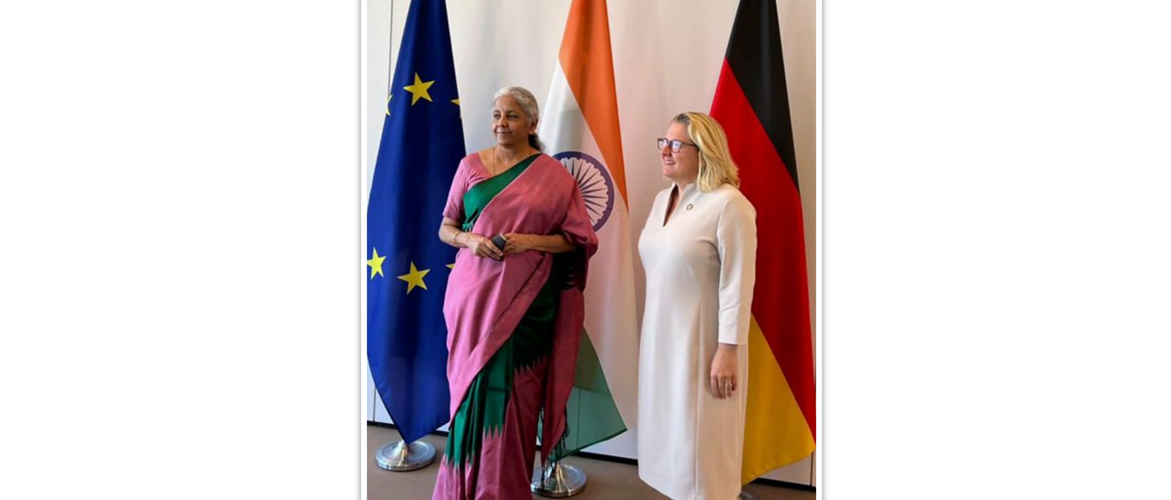  Minister of Finance Smt. Nirmala Sitharaman with German Minister for Economic Development and Cooperation MdB Svenja Schulze at the 6th India-Germany Inter-Governmental Consultations
