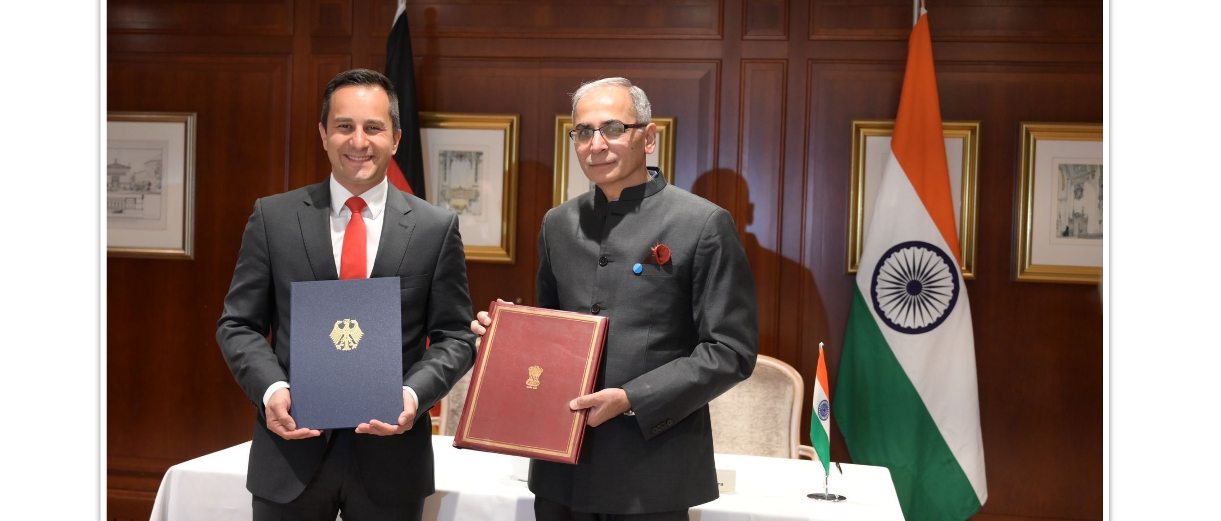  Foreign Secretary Vinay Kwatra with Secretary of Ministry of Interior of Germany Mahmut Õzdemir initiating the Comprehensive Migration & Mobility Partnership Agreement at the 6th India-Germany Inter-Governmental Consultations