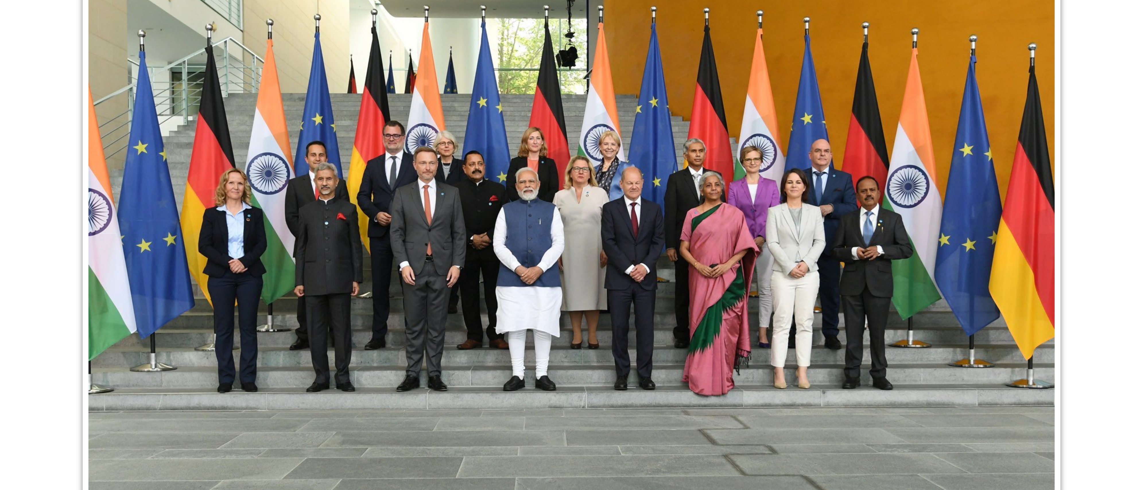  Prime Minister Shri. Narendra Modi and Chancellor Olaf Scholz with delegation of the 6th India-Germany Inter-Governmental Consultations