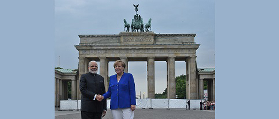  Prime Minister and the German Chancellor Angela Merkel at the Brandenburg Gate, Germany on May 30, 2017