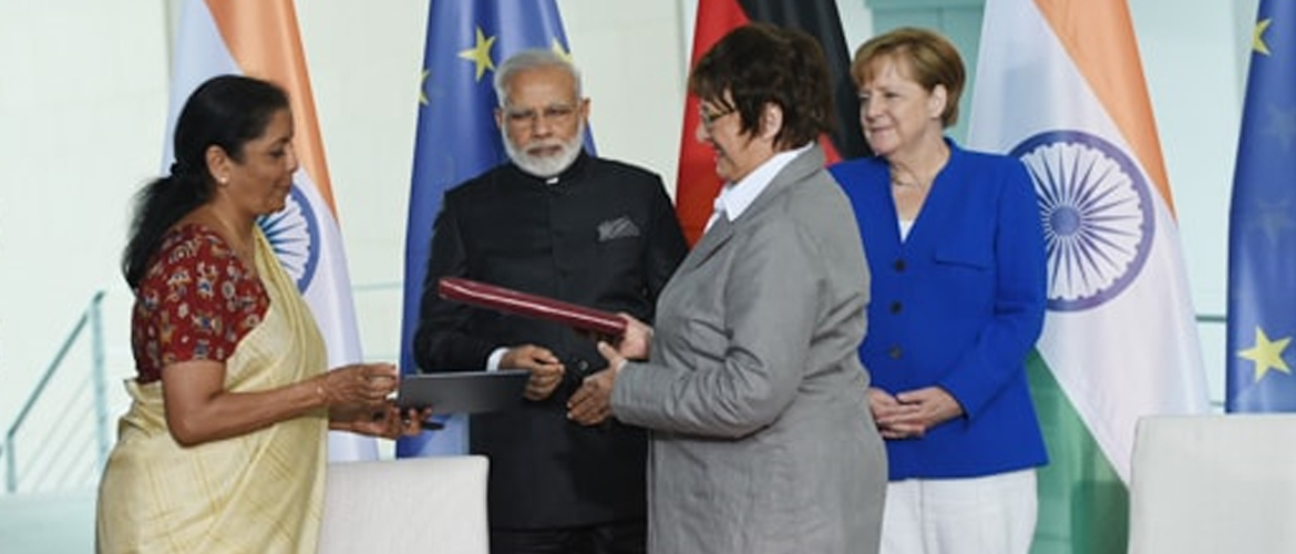  Prime Minister and Angela Merkel, Chancellor of Germany witness the exchange of agreements in Berlin during his visit to Germany. Photo Courtesy:Lalit Kumar. May 30, 2017
