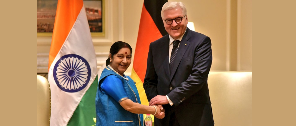   External Affairs Minister Smt. Sushma Swaraj with Federal President Dr. Frank Walter Steinmeier during his visit to India in March 2018