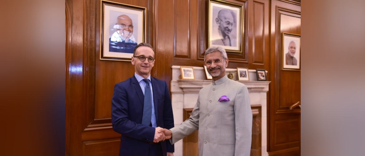  External Affairs Minister Dr. S. Jaishankar and Former German Federal Minister for Foreign Affairs Mr. Heiko Maas <br>during his visit to India for the 5th India-Germany Inter-Governmental Consultations, 1 November 2019