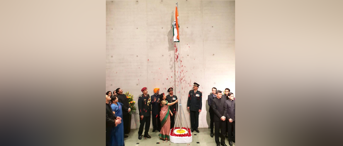  Ambassador Mukta Dutta Tomar unfurls the National Flag on the occasion of Rupublic Day.